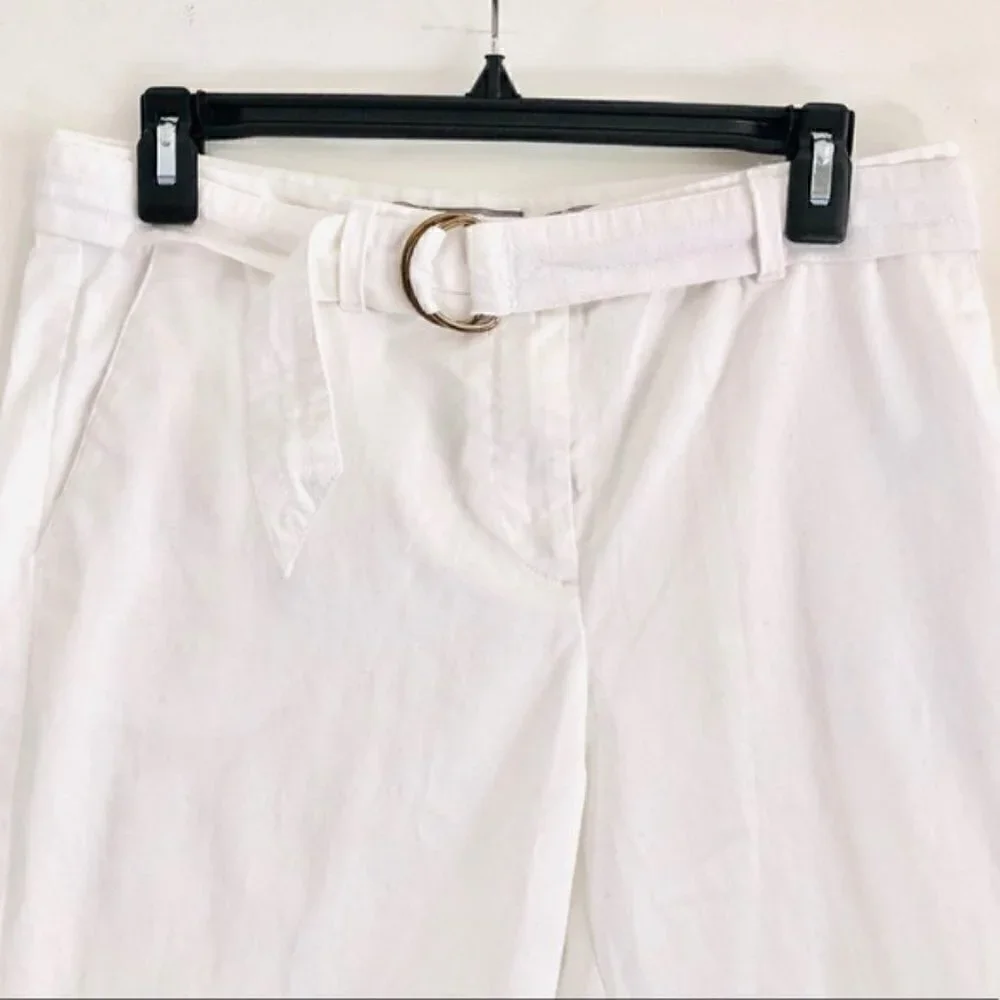 Liz Claiborne Bermuda Shorts Audra 8 D-Link Belted White Summer Nautical Boating